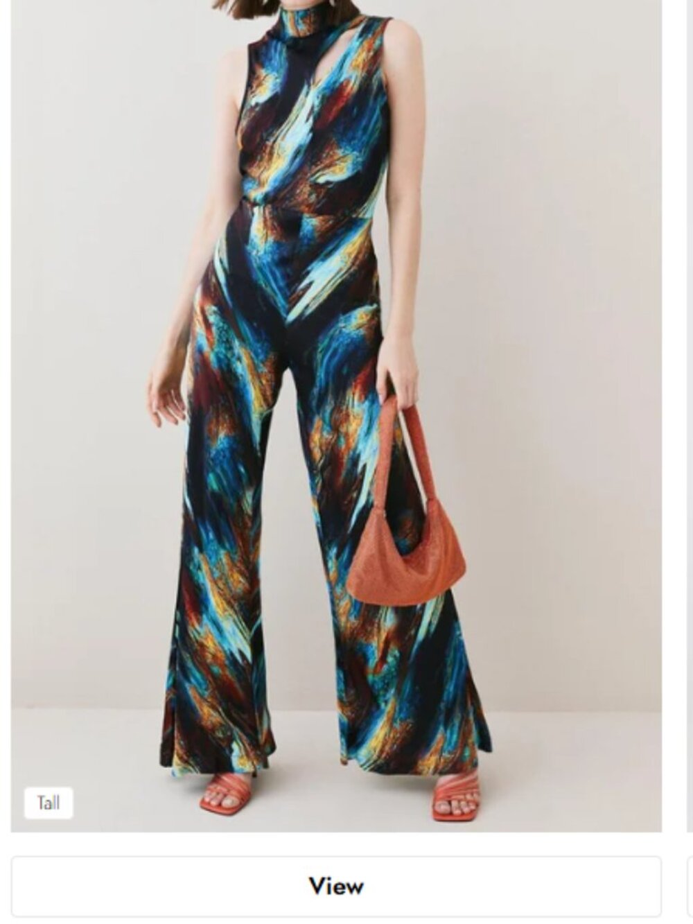 NWT Karen Millen Multicolor Abstract Maxi Dress - Blue, Teal, Orange